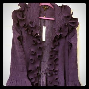 Purple Ruffle Trim Light Coat